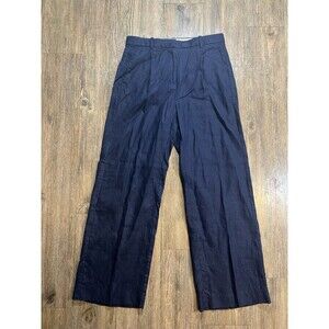 J Crew Pants Womens 4P Blue Linen Essential Wide Leg Trousers Career Wear